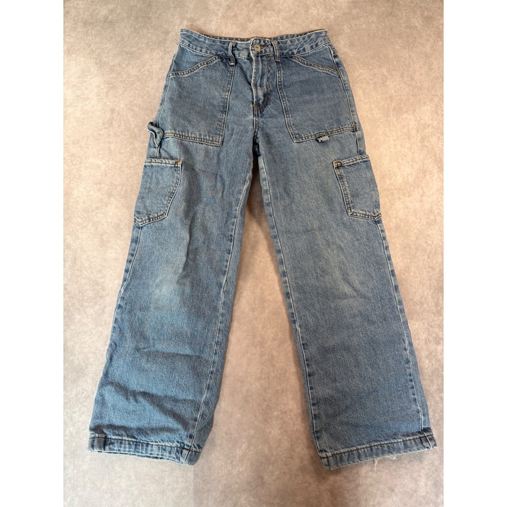 S.O.N.G. Women's 3/26 Baggy Carpenter Cargo Jeans Light Wash Y2K Wide Leg